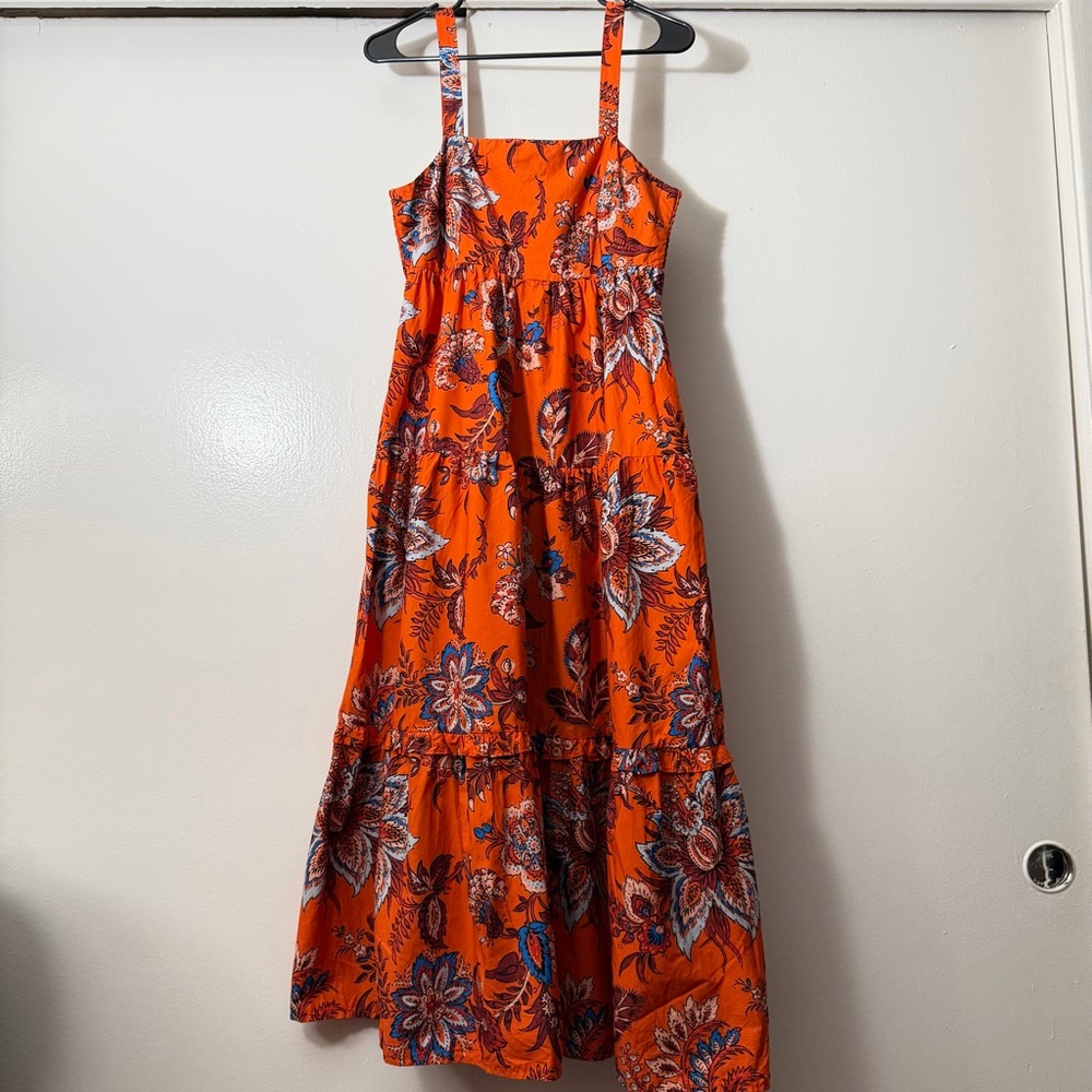 RHODE Vibrant Orange Floral Maxi Dress